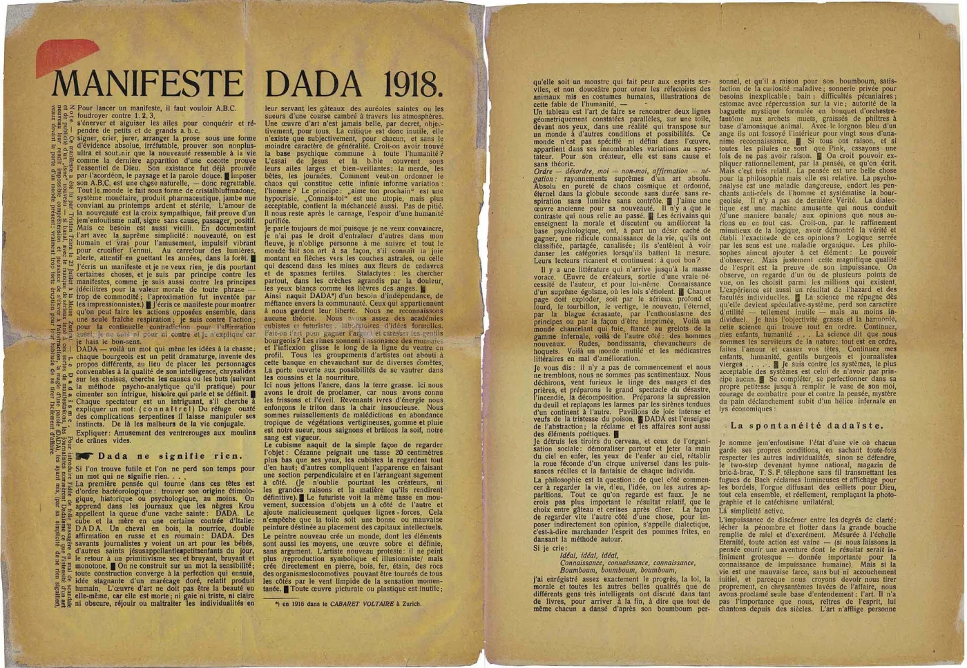 Manifesto Dada di Tristan Tzara, 1918